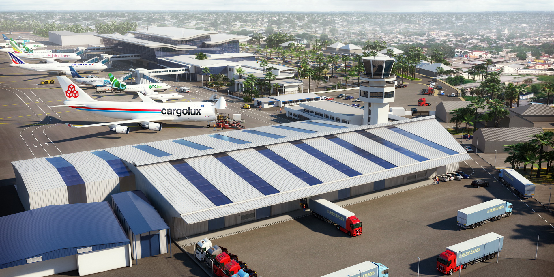 Aéroport international — Pointe-Noire — rendu 3D architectural MD Studio