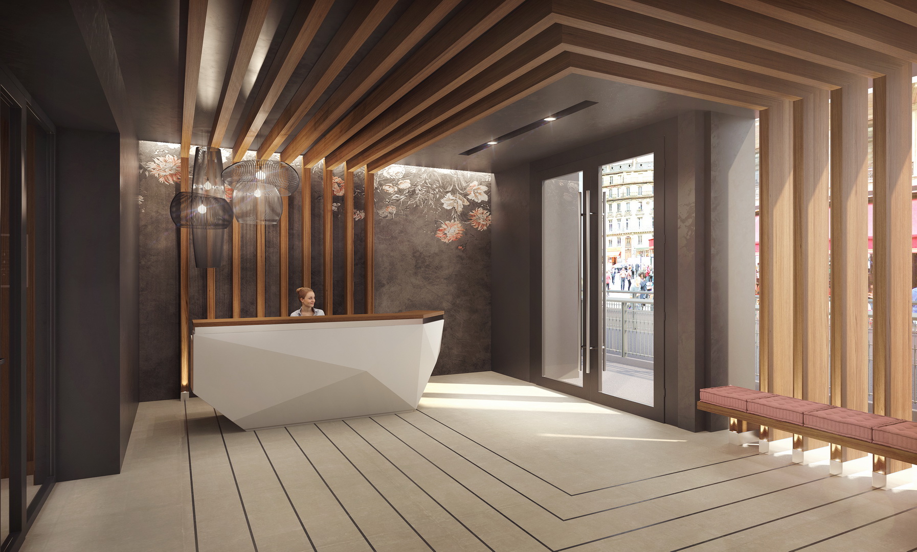 Bureaux haussmanniens — Pyramide — rendu 3D architectural MD Studio