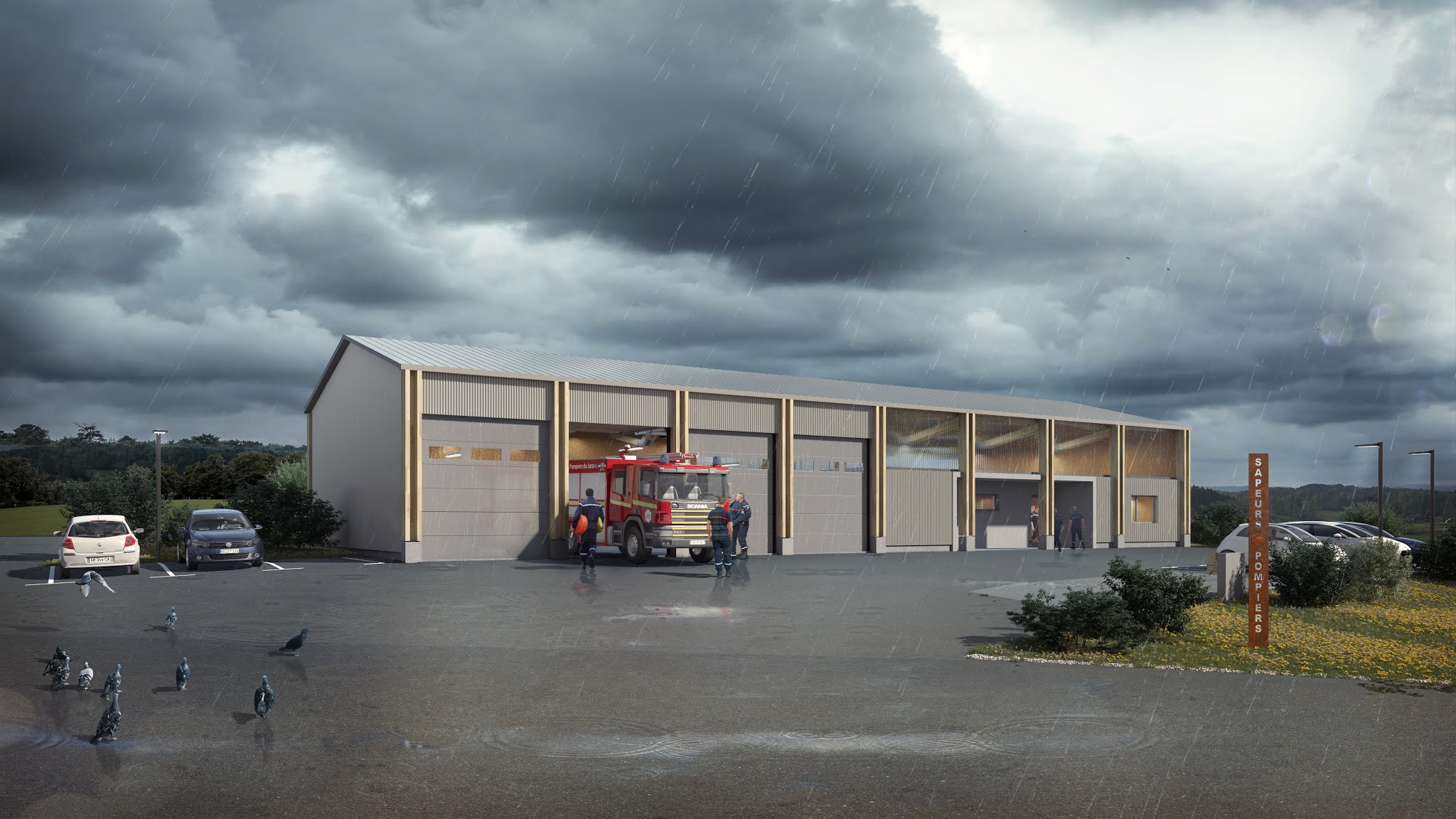 Caserne de pompiers — Nezeroy — rendu 3D architectural MD Studio