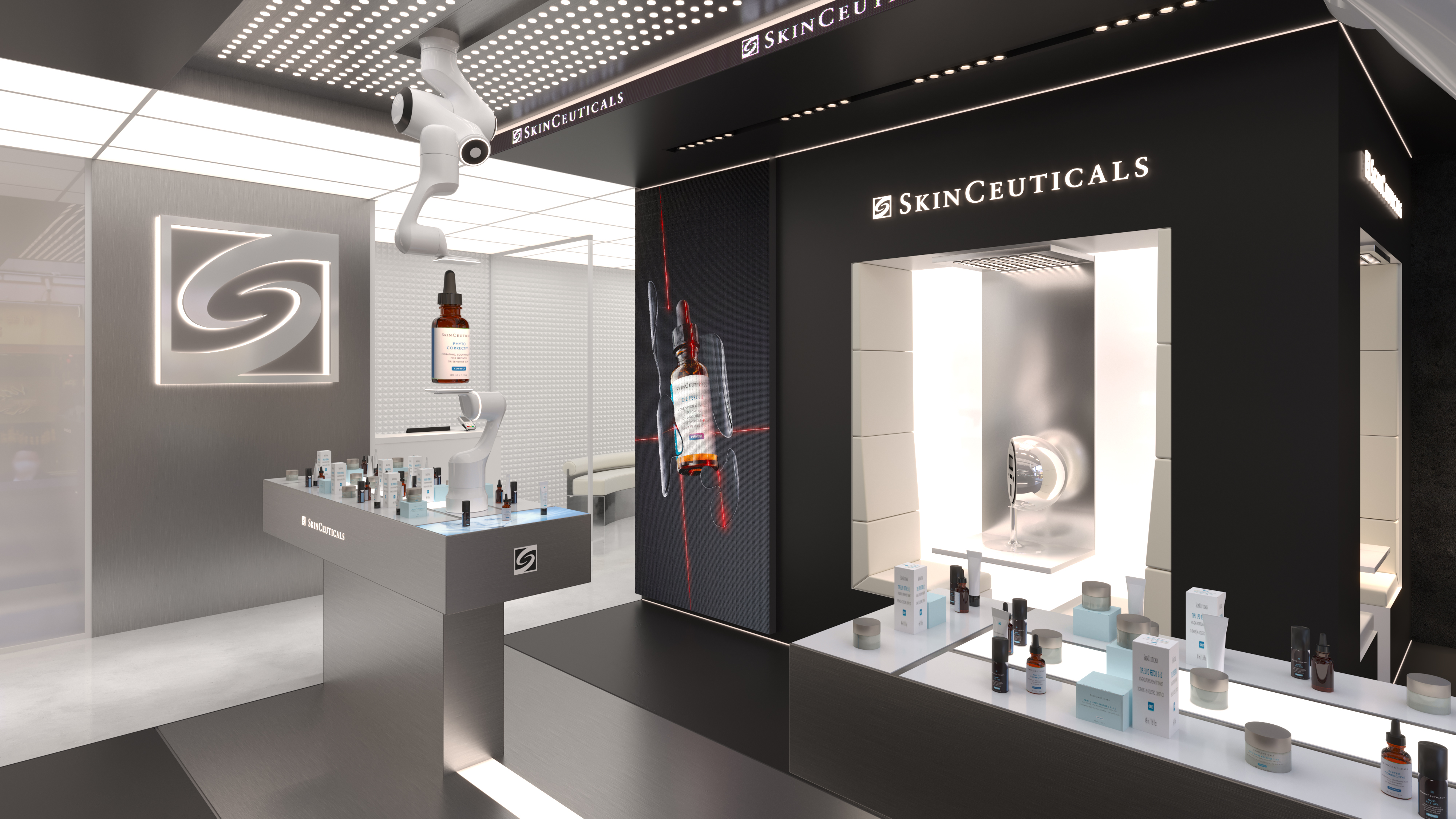 Retail cosmétique — SkinCeuticals — rendu 3D architectural MD Studio